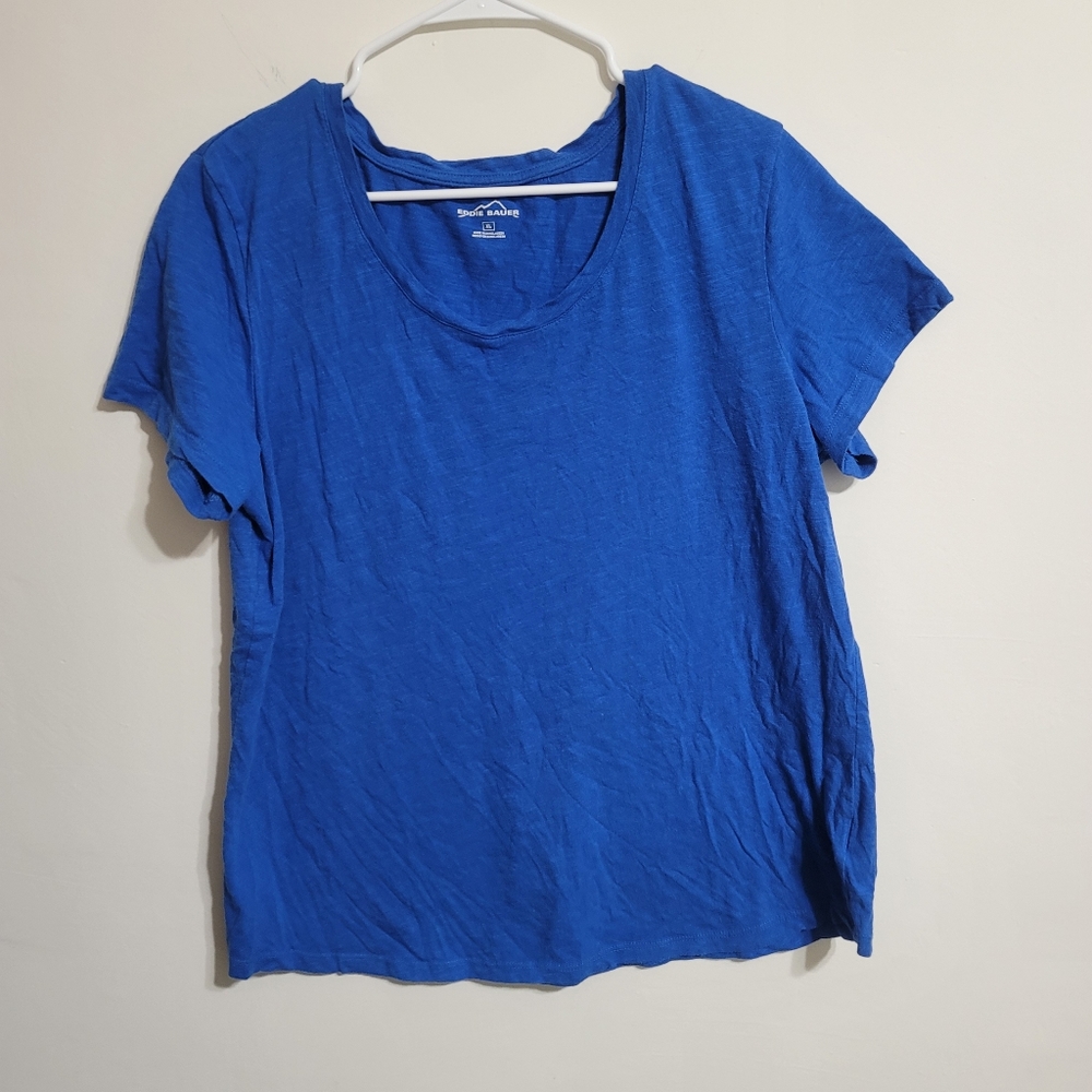 EDDIE BAUER CLASSIC BLUE T-SHIRT WOMEN'S XL FLOWY AND COOL FOR SPRING AND SUMMER